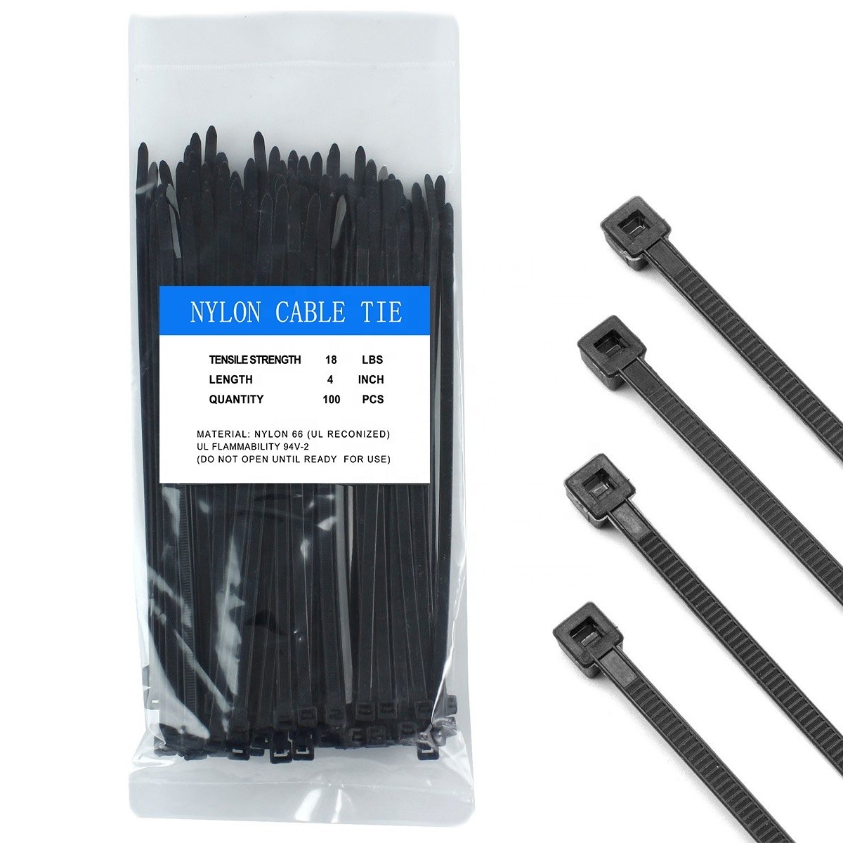 Kabelbinder SCHWARZ UV beständig sehr hohe Zugfestigkeit Industriequalität – 2,5 x 100mm