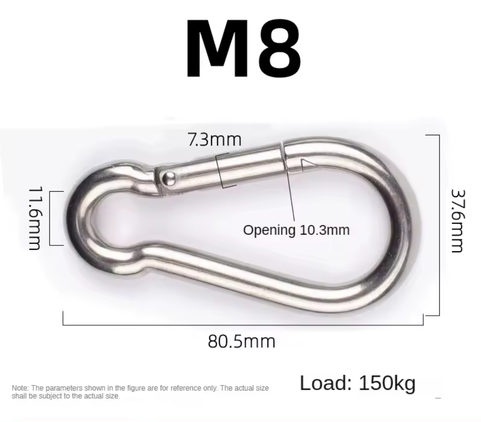 Edelstahl Karabinerhaken A4 Karabiner Haken Rostfrei 5x50 6x60 8x80 Schnapphaken – 5*50mm Karabinerhaken