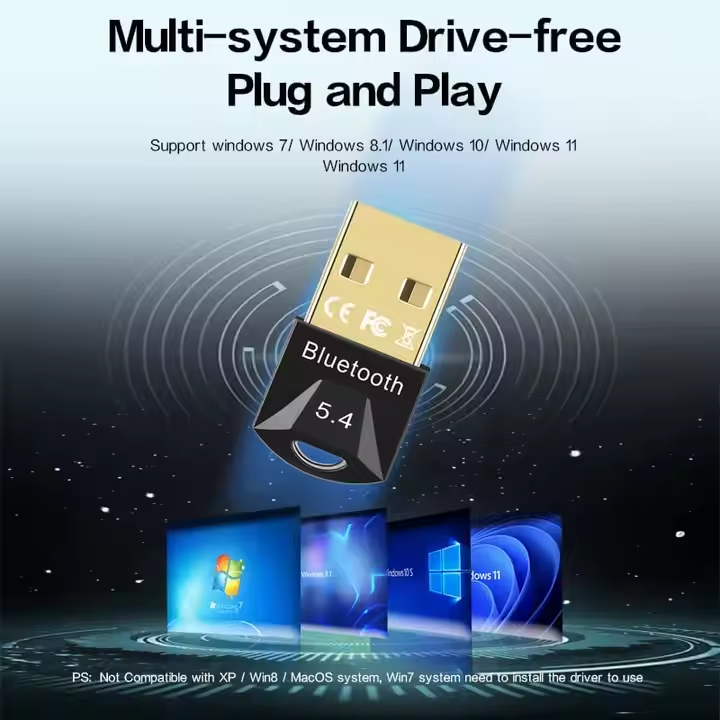 Bluetooth 5.4 Adapter USB Mini-Stick eckig Dongle für PC Notebook