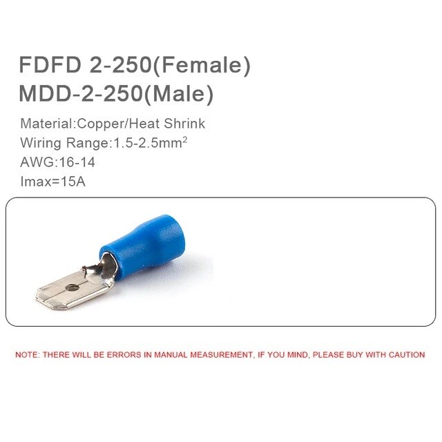 Flachstecker Flachsteckhülsen 0.5 - 6 mm² Steckverbinder vollisoliert Kabelschuh – Flachstecker Blau