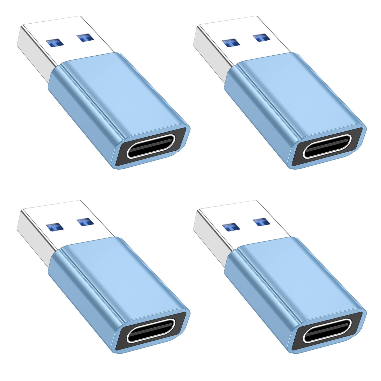 4 Stück USB C auf USB Adapter OTG 3.2 Schnellladen Datenübertragung Blau