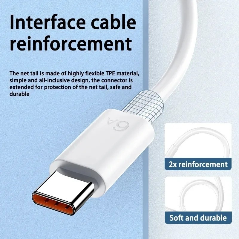 66W 6A USB-C Schnell Ladekabel 1m 3 Stück Datenkabel für iPhone Xiaomi Fast