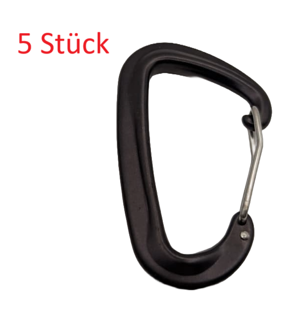 5 Stück Karabinerhaken Edelstahl 8kN 816kg Anthrazit Mountaineering Haken Clip