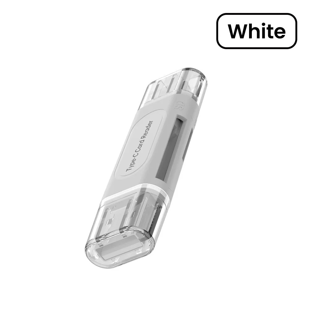 4-in-1 USB-C Kartenleser Weiß SD TF SDXC SDHC MMC Card Reader Adapter weiß