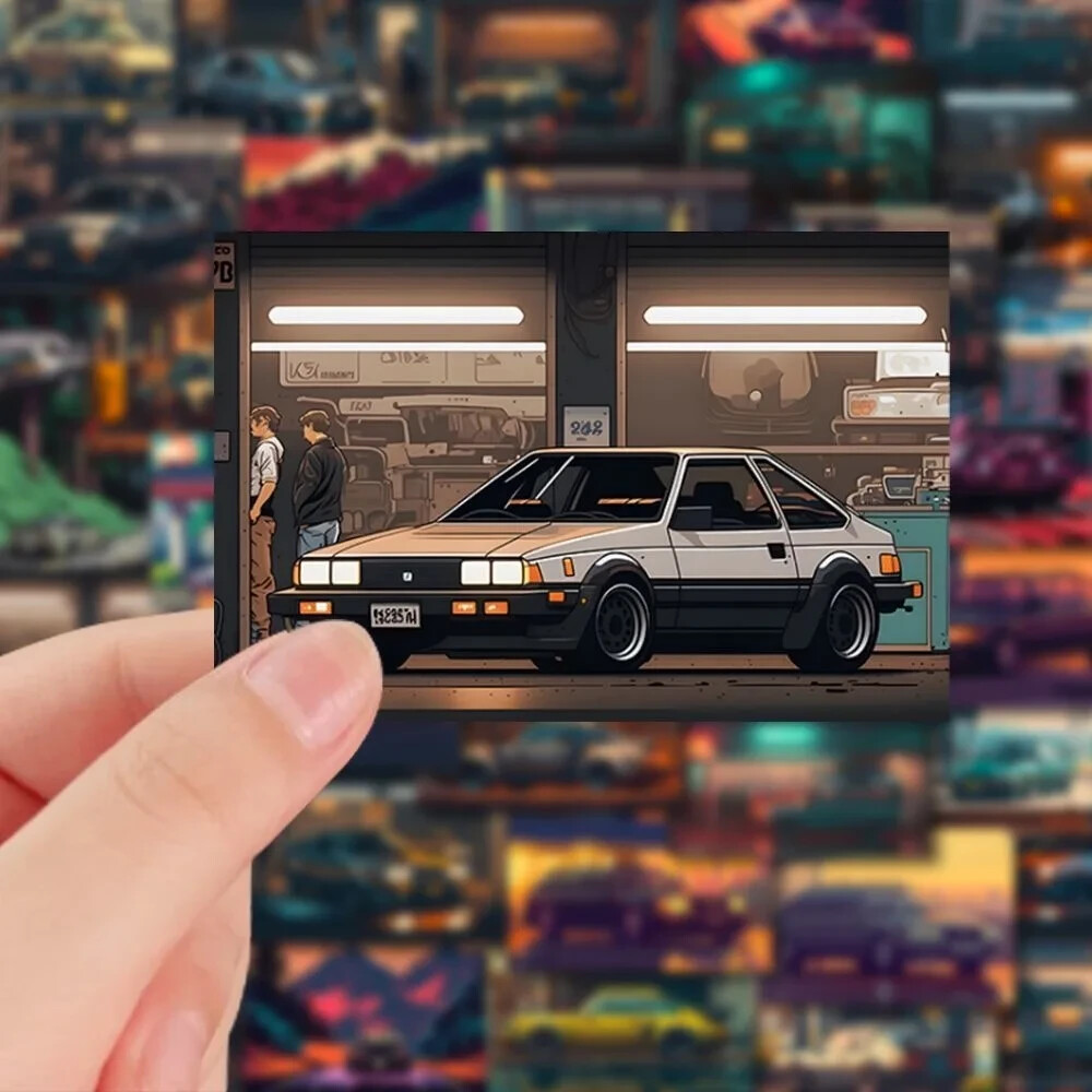 Exklusives Set von Retro-Automobil-Aufklebern im Vintage-Stil 54 Stück
