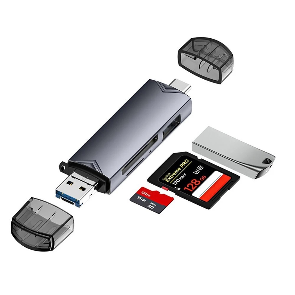 6-in-1 Kartenleser SD TF USB 3.0 Typ C Micro OTG für MacBook PC