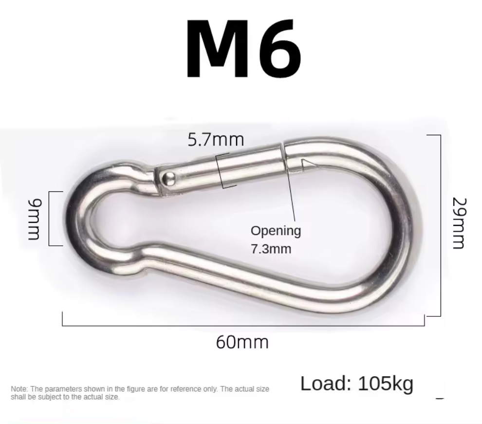 Edelstahl Karabinerhaken A4 Karabiner Haken Rostfrei 6x60 Schnapphaken