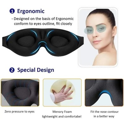 3D Schlafmaske Premium Blickdicht & Druckfrei Ergonomische Reise-Augenmaske