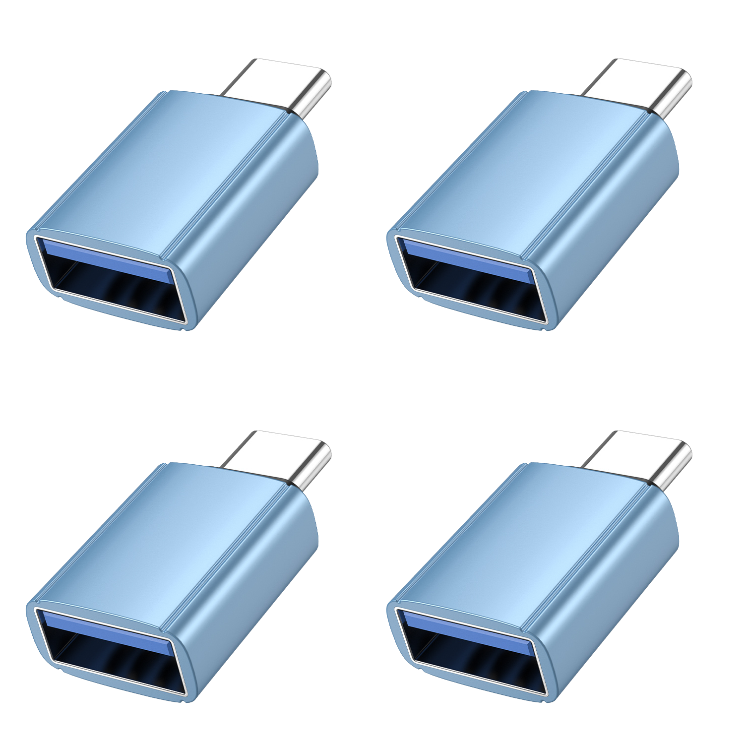 4x USB A auf USB C Adapter OTG 3.2 Schnellladen Datenübertragung Blau