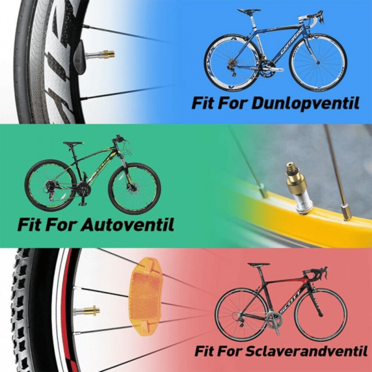 15er Fahrradventiladapter Set Presta Schrader Dunlop Aufpumpen Dichtungsring – 15er