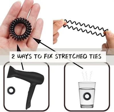 5x Spiral-Haargummis Schwarz Ø 30mm – Starker Halt & Ohne Knicke – Wasserfest