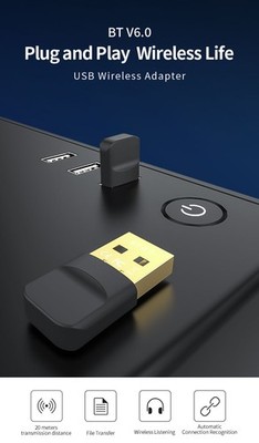 Bluetooth 6.0 Adapter USB Dongle PC Maus Tastatur Kopfhörer 20m Range