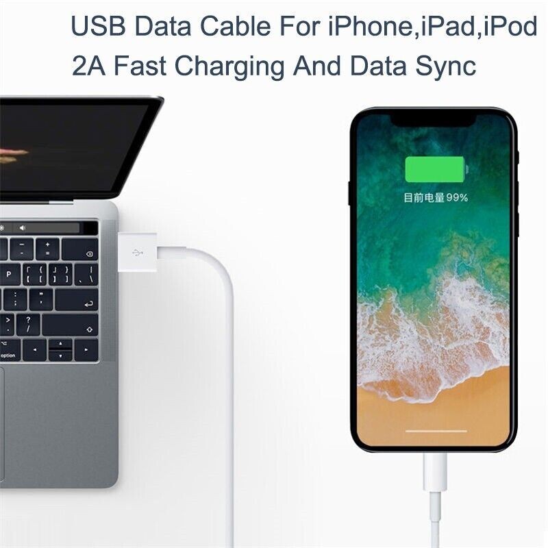 2 Stück Ladekabel für iPhone 2m 8 X XR XS 11 12 13 14 Pro Max iPad für Apple