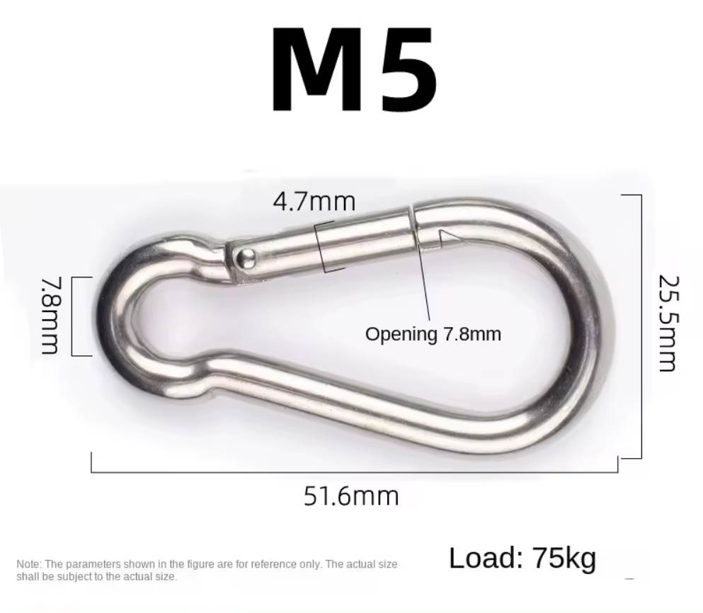 Edelstahl Karabinerhaken A4 Karabiner Haken Rostfrei 5x50 Schnapphaken