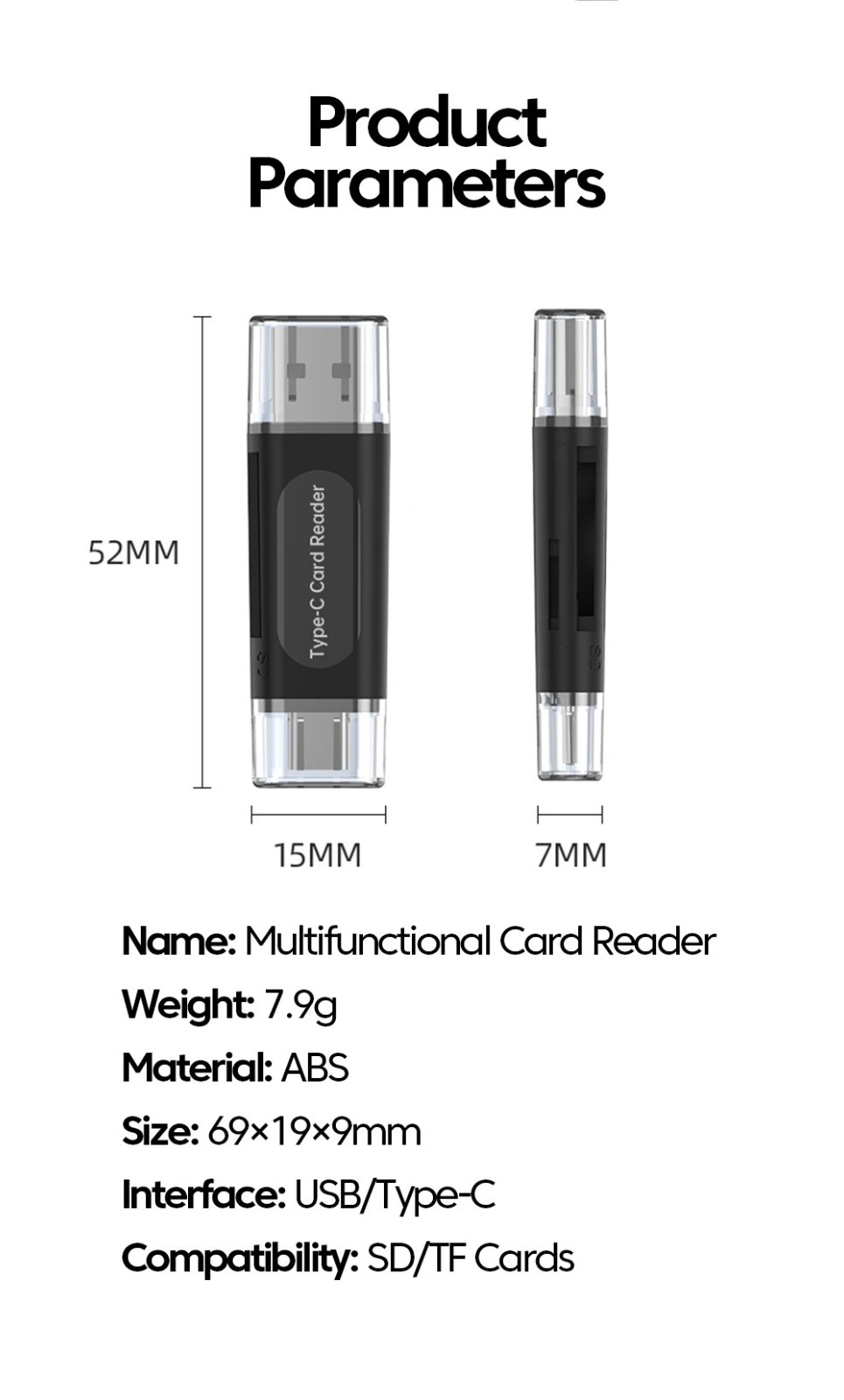 4-in-1 USB-C Kartenleser Weiß SD TF SDXC SDHC MMC Card Reader Adapter weiß