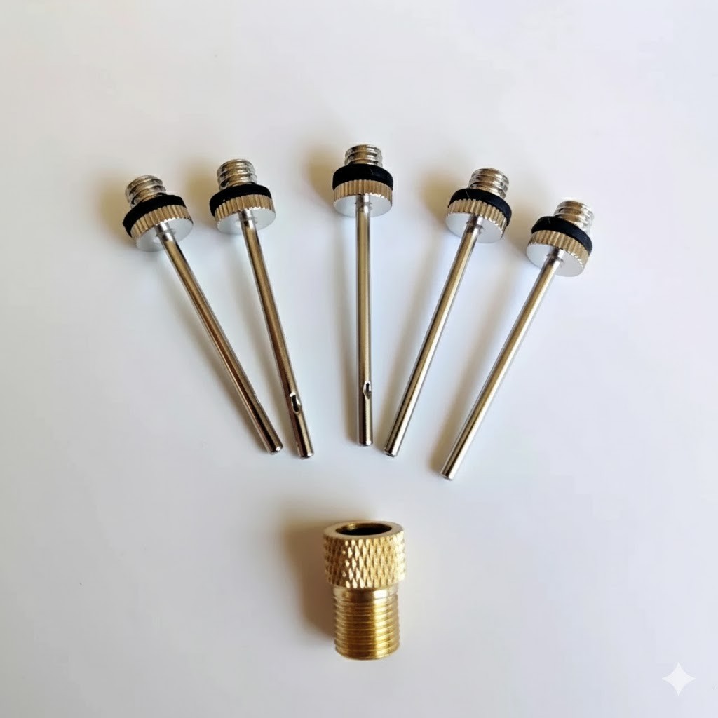5 Stück Sport Ballnadel Ventilnadel + 1 Adapter Luftpumpe Ventil Ball Pumpe