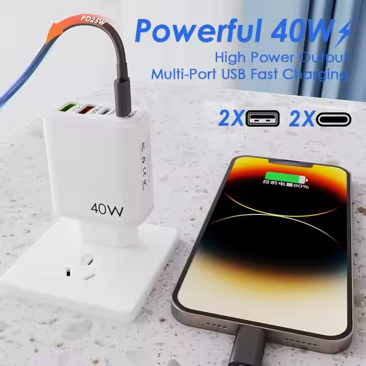 40W USB C Schnell Ladegerät für iPhone Samsung Netzteil Handy Ladegerät Adapter