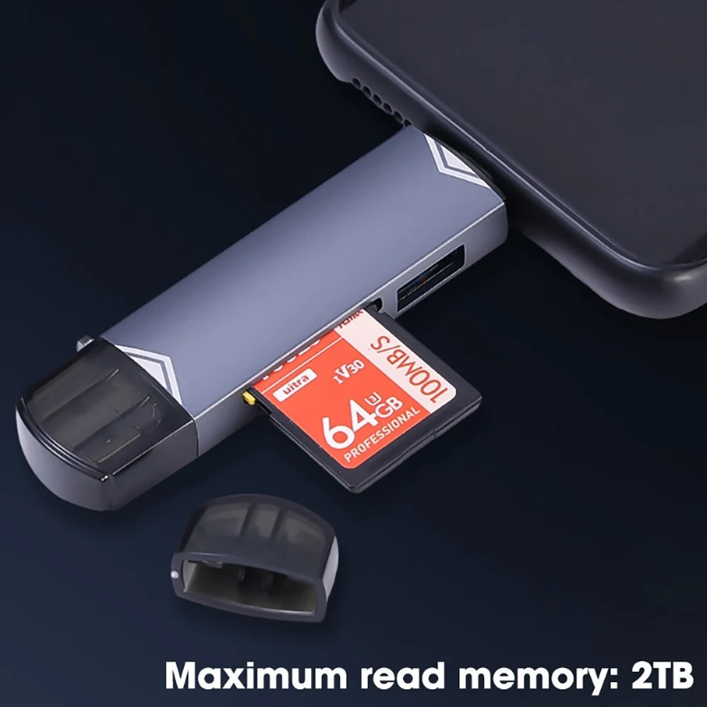 6-in-1 Kartenleser SD TF USB 3.0 Typ C Micro OTG für MacBook PC