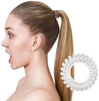 5er Set Spiral-Haargummis Weiß Ø 30mm Starker Halt & Knickfrei Wasserfest