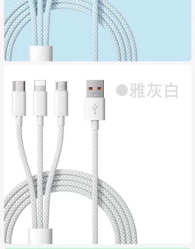 1,2m Multi USB Ladekabel 3 in 1 USB C Micro Kabel für iPhone Samsung – Rot