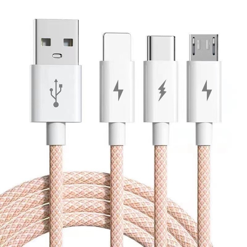 1,2m Multi USB Ladekabel 3 in 1 USB C Micro Kabel für iPhone Samsung – Rot