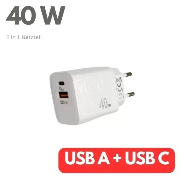 40W Schnell Ladegerät USB C USB A für Original iPhone 14 15 16 17 Pro Universal