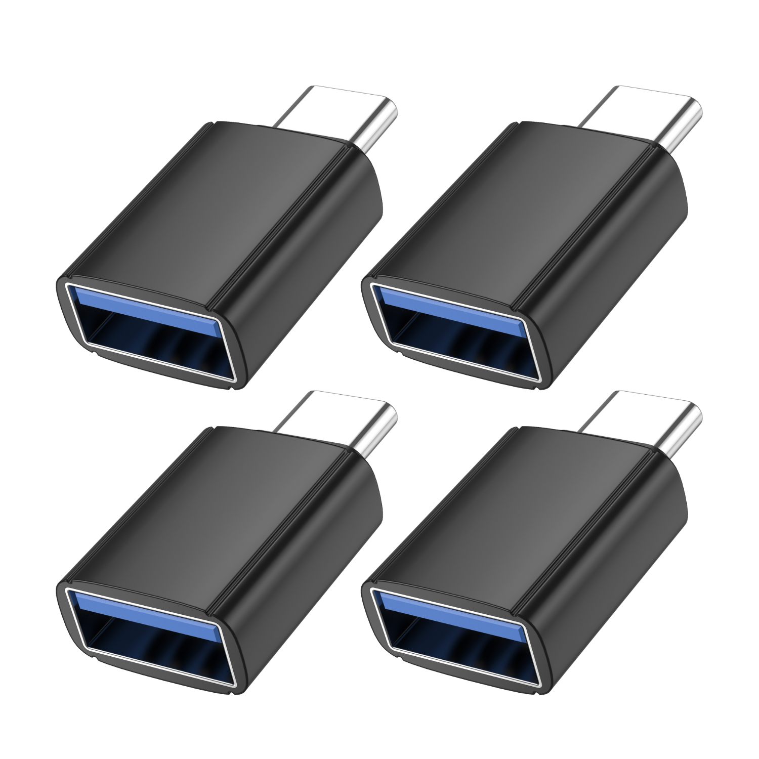 4x USB A auf USB C Adapter OTG 3.2 Schnellladen Datenübertragung Schwarz