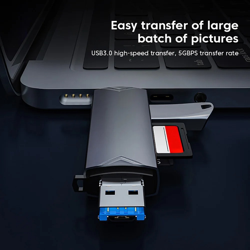 6-in-1 Kartenleser SD TF USB 3.0 Typ C Micro OTG für MacBook PC