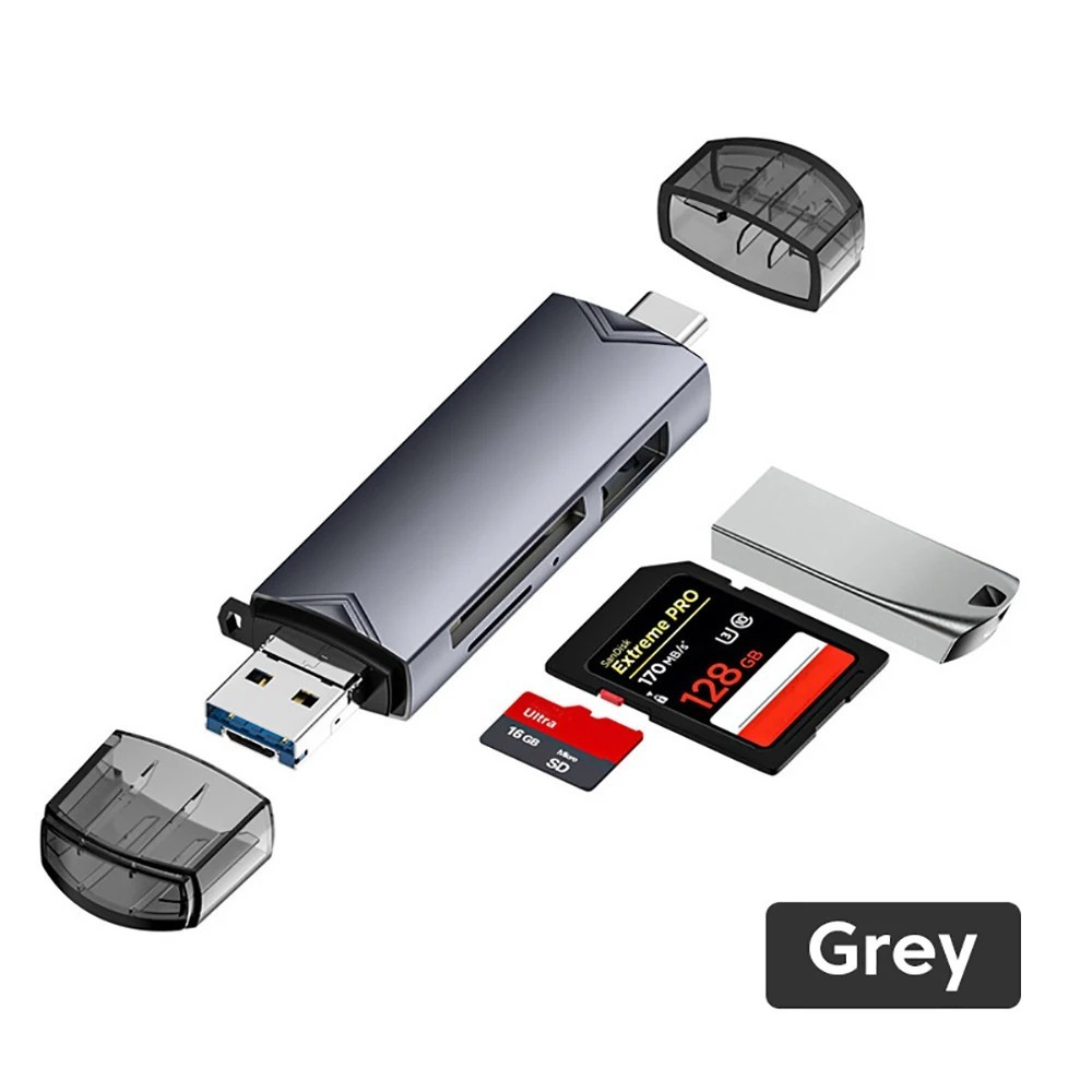 6-in-1 Kartenleser SD TF USB 3.0 Typ C Micro OTG für MacBook PC